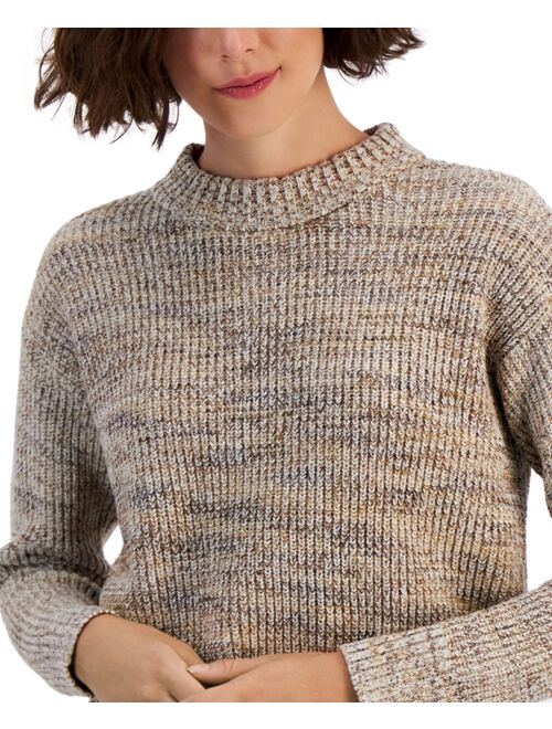 STYLE & CO Petite Space-Dye Crewneck Pullover Sweater, Created for Macy's