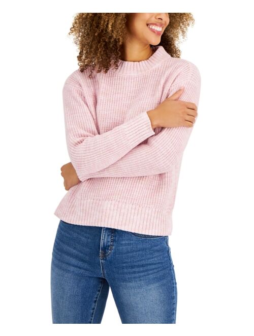 STYLE & CO Petite Space-Dye Crewneck Pullover Sweater, Created for Macy's