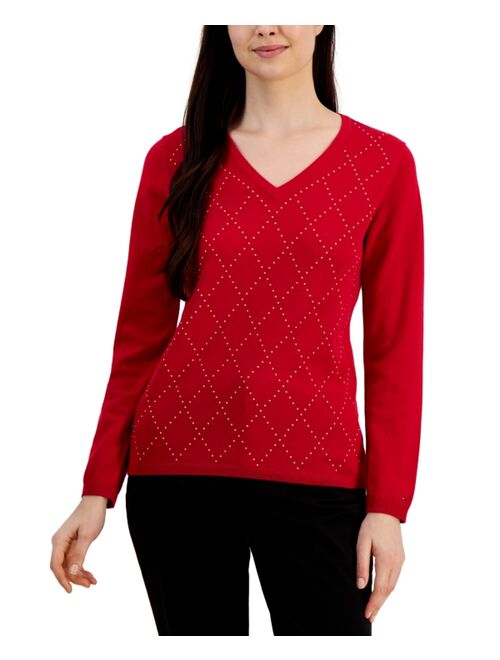 TOMMY HILFIGER Women's V-Neck Long Sleeve Sweater