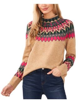 CECE Women's Fairisle Long Sleeve Sweater