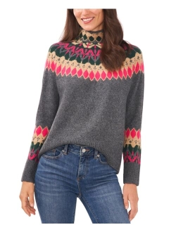 CECE Women's Fairisle Long Sleeve Sweater