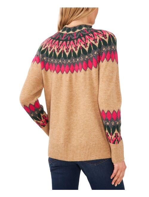 CECE Women's Fairisle Long Sleeve Sweater