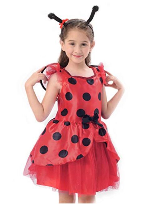 IKALI Ladybug Costume Ballerina Beetle Wings Fancy Dress up Outfit Ladybird Suit