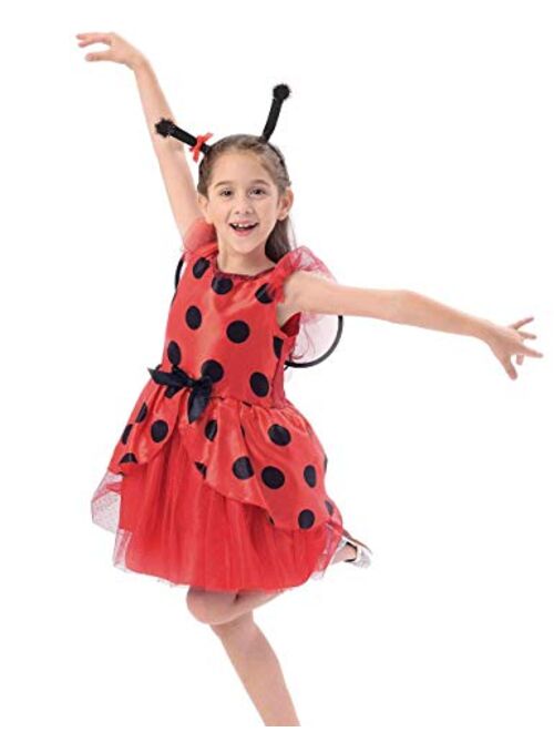 IKALI Ladybug Costume Ballerina Beetle Wings Fancy Dress up Outfit Ladybird Suit