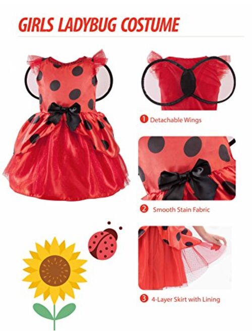 IKALI Ladybug Costume Ballerina Beetle Wings Fancy Dress up Outfit Ladybird Suit