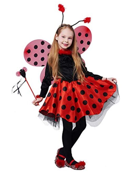 IKALI Ladybug Costume Ballerina Beetle Wings Fancy Dress up Outfit Ladybird Suit