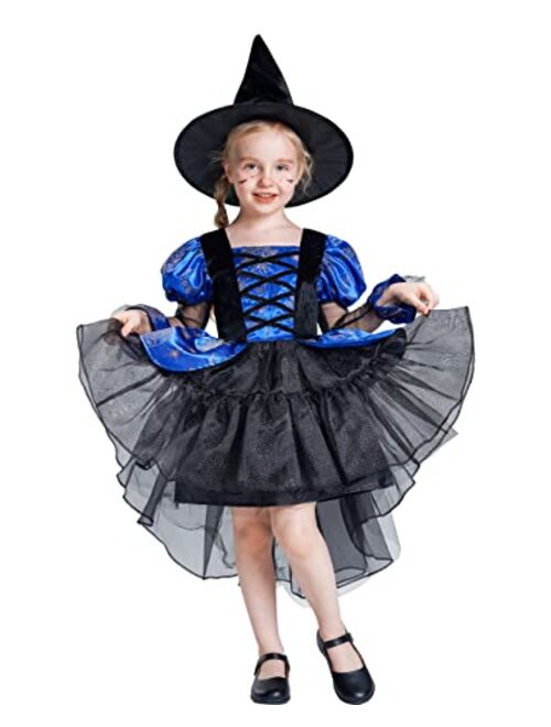 Ikali Girls Witch Costume, Kids Spider Fancy Dress Up, Halloween Spiderella Outfit