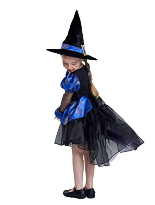 Ikali Girls Witch Costume, Kids Spider Fancy Dress Up, Halloween Spiderella Outfit