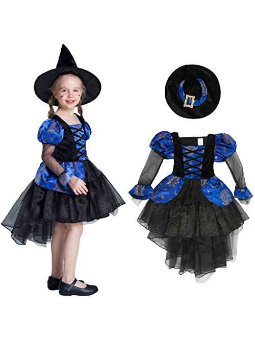 Ikali Girls Witch Costume, Kids Spider Fancy Dress Up, Halloween Spiderella Outfit