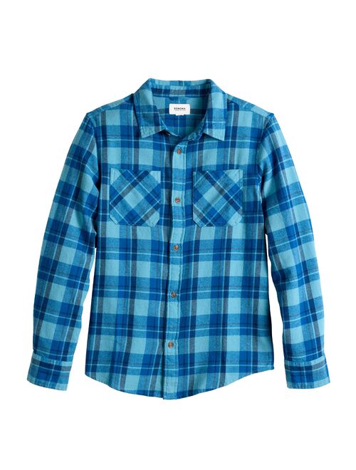 Boys 8-20 Sonoma Goods For Life Plaid Flannel Button-Up Shirt in Regular & Husky