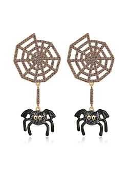 Yujie Halloween Earrings For Women Teen Girls Pumpkin Dangle Earrings Black Skeleton Spider Web Drops Skull Dangle Drop Earrings Studs Halloween Jewelry for Party Constum