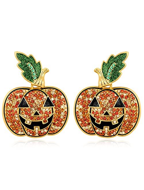 Yujie Halloween Earrings For Women Teen Girls Pumpkin Dangle Earrings Black Skeleton Spider Web Drops Skull Dangle Drop Earrings Studs Halloween Jewelry for Party Constum