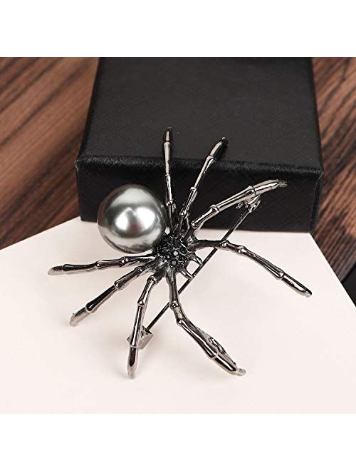 ROSTIVO Spider Brooch Pins for Women and Men Witch Jewelry Halloween Pin Accessories (Dark Silver)