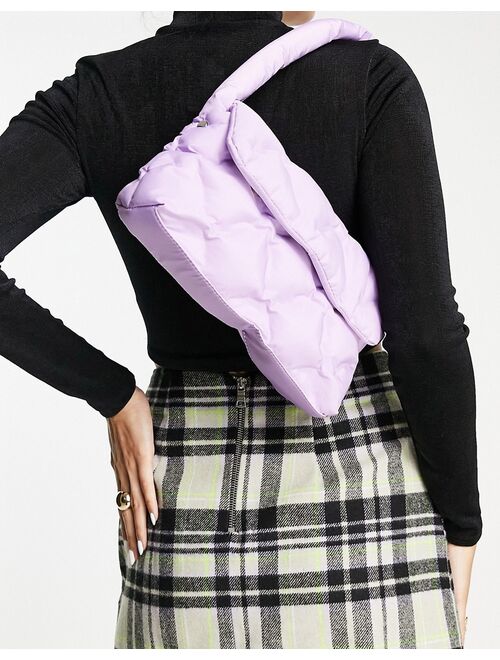 NA-KD quilted baguette bag in lilac