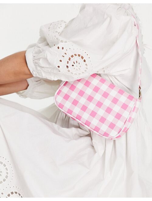 Ever New 90s baguette bag in pink check