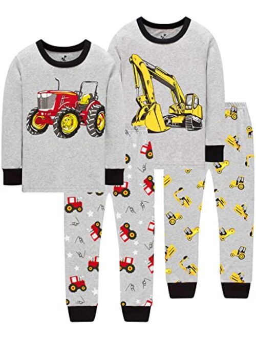 CoralBee Pajamas for Boys Girls Grow in The Dark Dinosaurs Sleepwear Christmas Baby Clothes 4 Pieces Pants Set