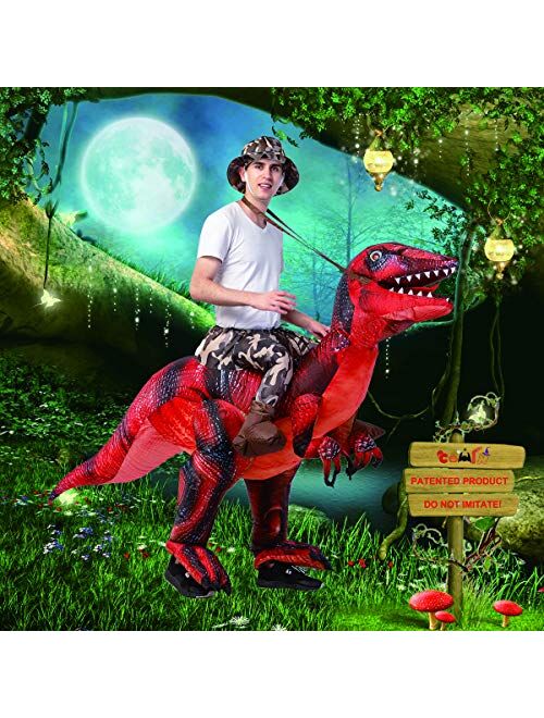 GOOSH Inflatable Costume for Adults, Halloween Costumes Men Women Dinosaur Rider, Blow Up Costume for Unisex Godzilla Toy