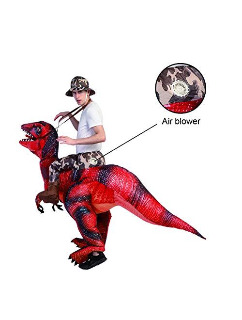 GOOSH Inflatable Costume for Adults, Halloween Costumes Men Women Dinosaur Rider, Blow Up Costume for Unisex Godzilla Toy