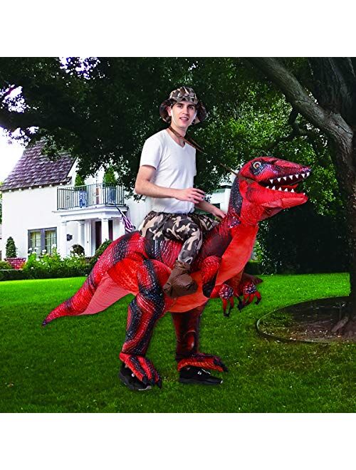 GOOSH Inflatable Costume for Adults, Halloween Costumes Men Women Dinosaur Rider, Blow Up Costume for Unisex Godzilla Toy