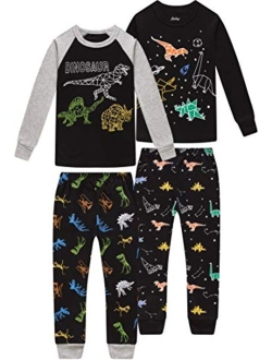 shelry Boys Pajamas Children Dinosaur Sleepwear Baby Cotton Kids Clothes Toddler 4 Pcs Set