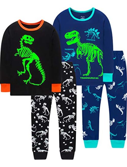 shelry Boys Pajamas Children Dinosaur Sleepwear Baby Cotton Kids Clothes Toddler 4 Pcs Set