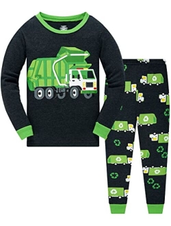 Popshion Little Boys Pajamas for Toddler Clothes Set Planet Train Sleepwear Long Sleeve 100% Cotton 2 Piece Kids Pjs Size 1-10 Years