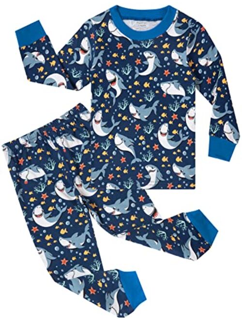 Popshion Boys Pajamas 100% Cotton Space Pjs Toddler 2 Piece Sleepwear Kids Winter Clothes Set 3t-10t