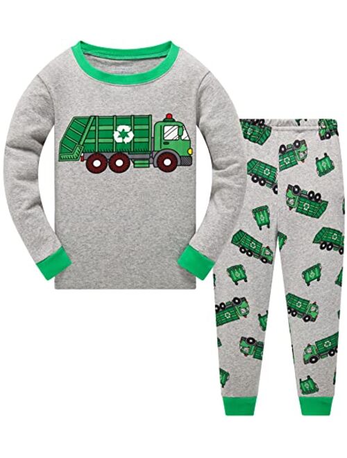 Popshion Boys Pajamas 100% Cotton Space Pjs Toddler 2 Piece Sleepwear Kids Winter Clothes Set 3t-10t