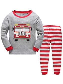 Little Hand Little Boys Pajamas Fire Truck 100% Cotton Kids Train 2 Piece Pjs Dinosaur Sleepwear Toddler Boy Clothes Sets 2-7 Years