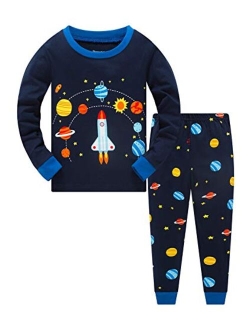 Akyzic Boys Pajamas Planet 100% Cotton Sleepwear Toddler Kids 2 Piece Long Sleeve Pjs 3-10 Years