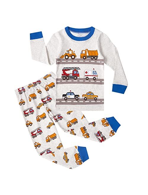 Akyzic Boys Pajamas Planet 100% Cotton Sleepwear Toddler Kids 2 Piece Long Sleeve Pjs 3-10 Years