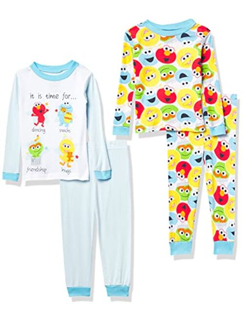 Sesame Street Boys' Baby 4-Piece Snug-fit Cotton Pajama Set