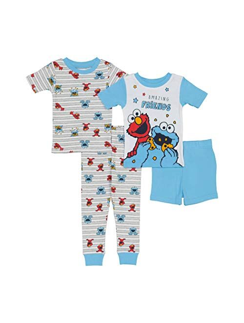 Sesame Street Boys' Baby 4-Piece Snug-fit Cotton Pajama Set