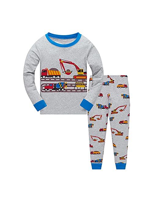 Popshion Little Boy Space Pajama Set 100% Cotton Dinosaur Sleepwear Long Sleeve Pjs 3-7T