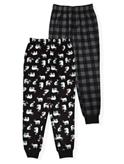 Boy's 2-Pack Plaid and Camo Print Micro Fleece Sleep Pant