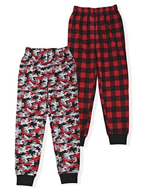 Hanes Boy's 2-Pack Plaid and Camo Print Micro Fleece Sleep Pant