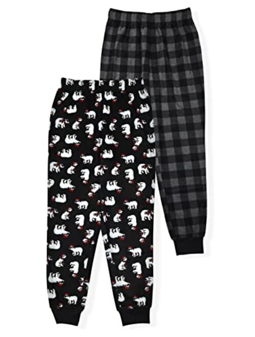 Hanes Boy's 2-Pack Plaid and Camo Print Micro Fleece Sleep Pant