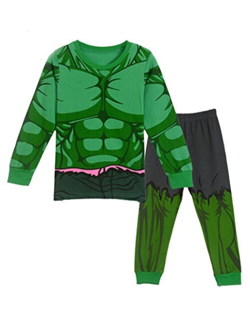 Sidney Boys Summer Hulk Pajamas Sets Cotton Green