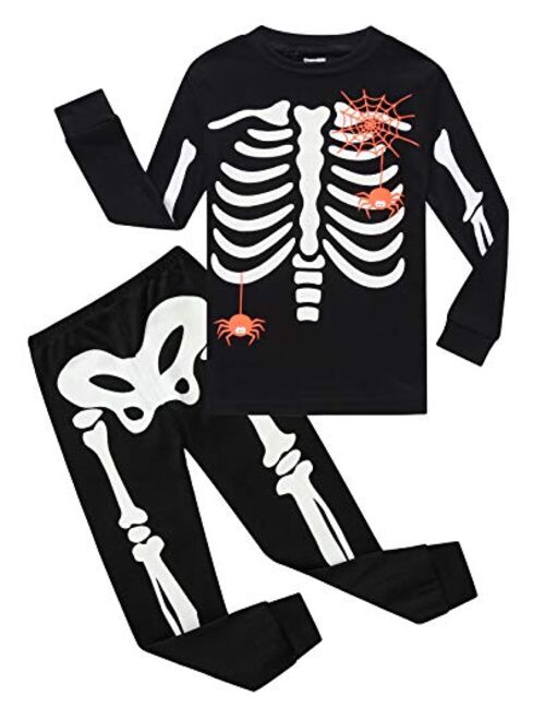 Demifill Boys Pajamas Skeleton Glow in The Dark Pajamas Halloween Pjs Costumes