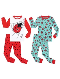 Benaive Pajamas for Boys, Pjs for Boy Cotton Pajama, 4-Piece Children Pants Set