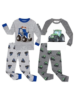 Benaive Pajamas for Boys, Pjs for Boy Cotton Pajama, 4-Piece Children Pants Set