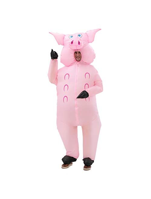 Ihgyt Inflatable Pig Costume Full Body Suit Pink Pig Costumes Air Blow up Suit Party Dress Halloween and Christmas Cosplay