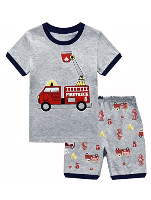 GSVIBK Boy's Cotton Pajamas Short Sleeve Baby Pajamas Little Boy Long Sleeve Pajama Kid Dinosaur Sleepwear