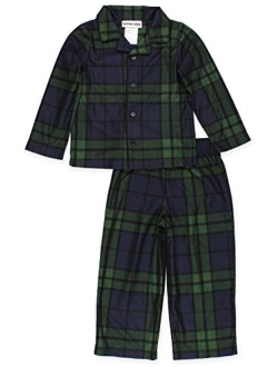 Komar Kids Boys Traditional Holiday Christmas Plaid Coat Style Pajamas Set