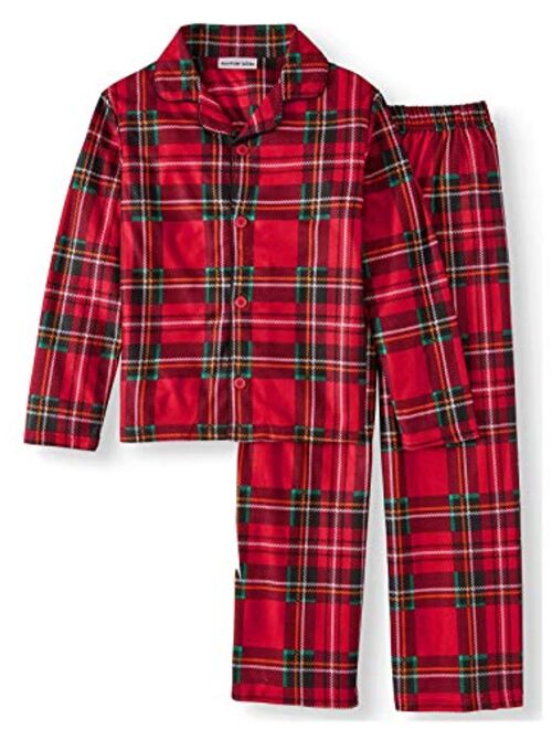 Komar Kids Boys Traditional Holiday Christmas Plaid Coat Style Pajamas Set