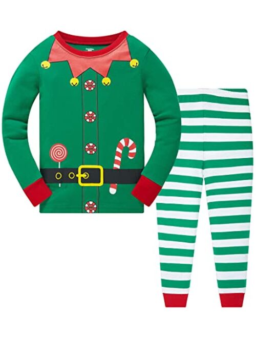 Popshion Boys Christmas Pajamas for Toddler Clothes Set Snowman Sleepwear Long Sleeve 100% Cotton 2 Piece Kids Pjs Size 1-10 Years