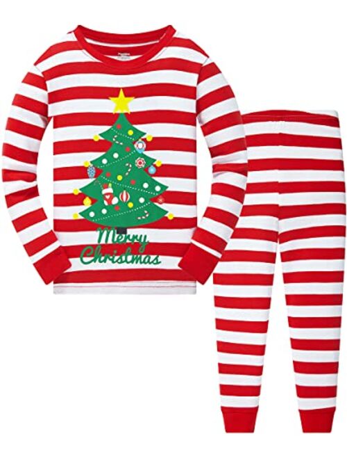 Popshion Boys Christmas Pajamas for Toddler Clothes Set Snowman Sleepwear Long Sleeve 100% Cotton 2 Piece Kids Pjs Size 1-10 Years