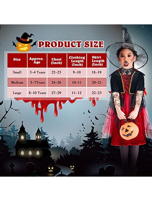 Hillban Girl's Vampire Costume Royal Halloween Elegant Retro Dress Gothic Punk Style Necklace Vampire Fangs Teeth with Pellets