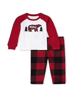 Kids' Holiday Snug Fit Cotton Top and Fleece Pant Pajamas