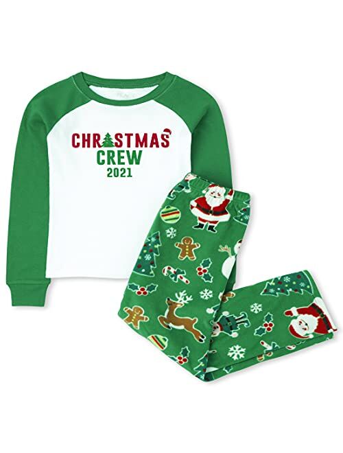 The Children's Place Kids' Holiday Snug Fit Cotton Top and Fleece Pant Pajamas